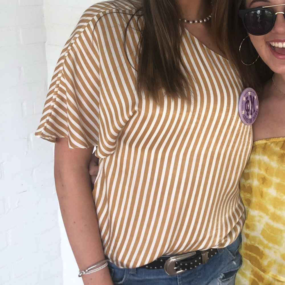 karlie striped one shoulder top